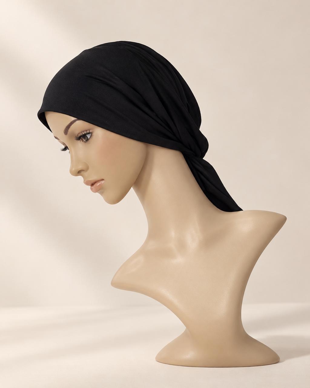 Bindbare Baumwoll-Unterhaube in Black