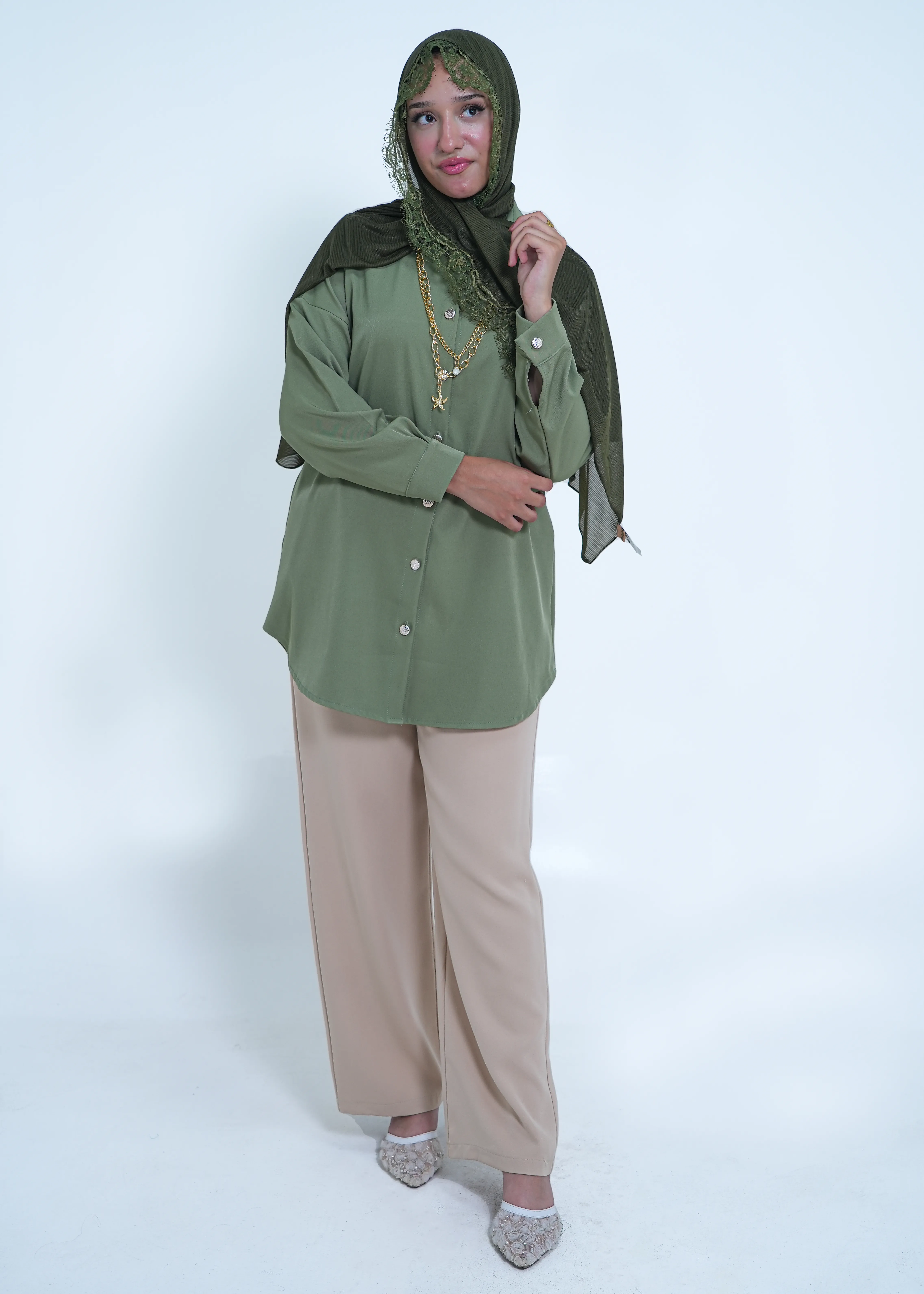 Top 1 in Olive Green - view 2